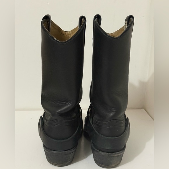 Black All Leather Motorcycle Biker Boots with Square Toe - Size Ladies 8 - Picture 9 of 16